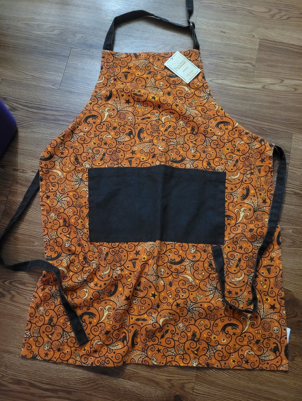 LEAVING 8-18 Johanna Parker Halloween apron whimsy skull star pumpkin spiderweb